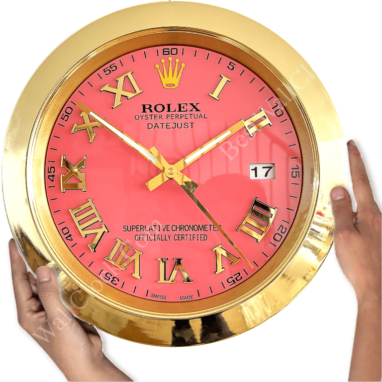 DATEJUST – GOLD – PINK EDITION 35 CM DELUXE METAL WALL CLOCK