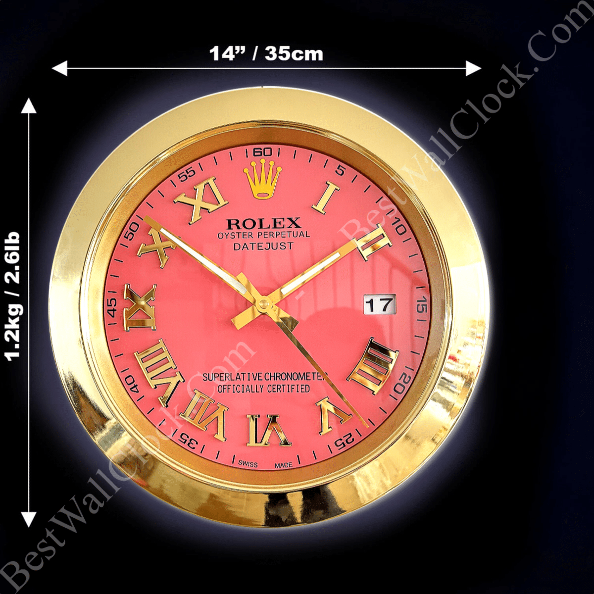 DATEJUST – GOLD – PINK EDITION 35 CM DELUXE METAL WALL CLOCK