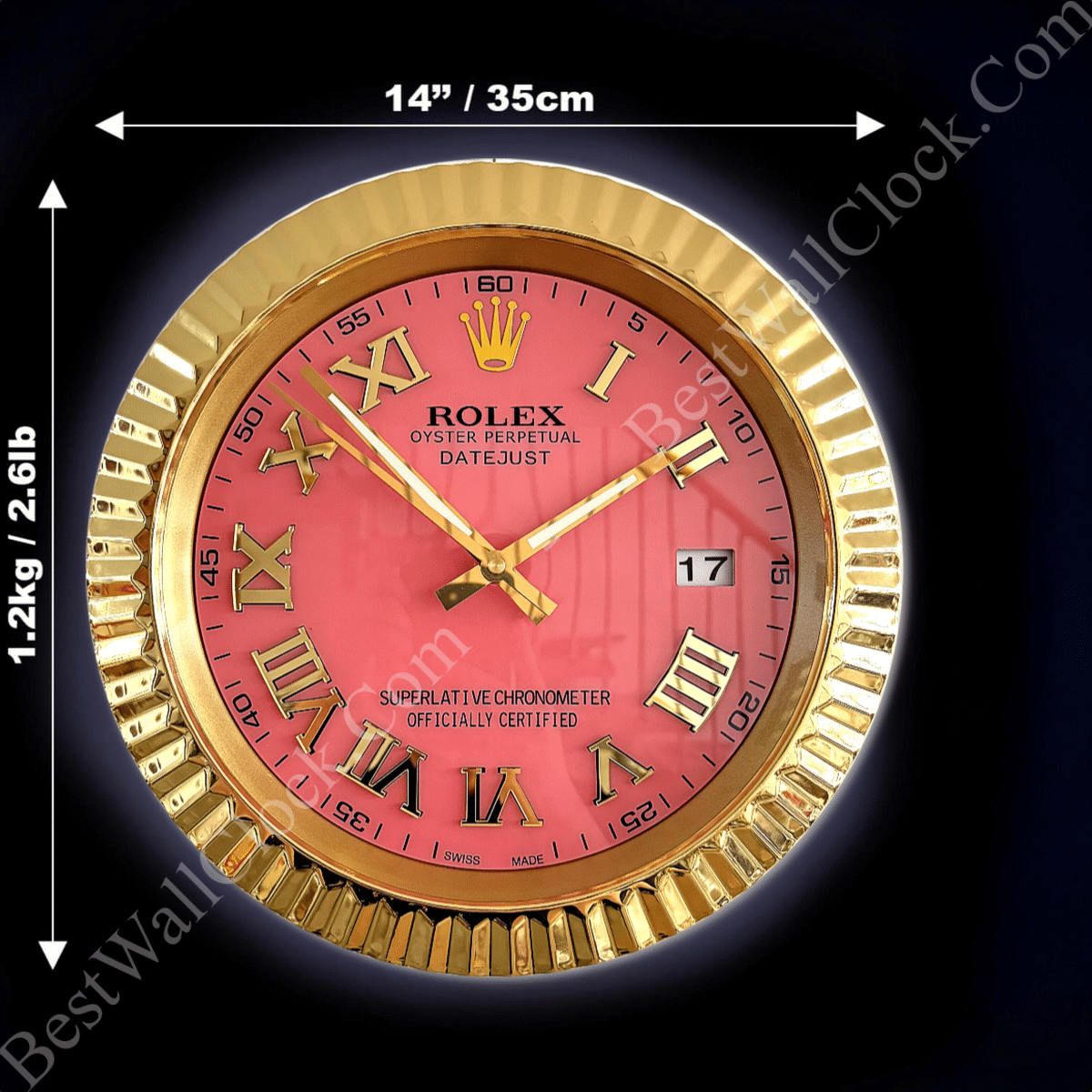 DATEJUST - ROSE GOLD – PINK EDITION 35 CM DELUXE METAL WALL CLOCK