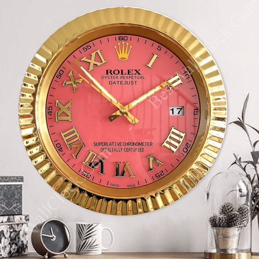 DATEJUST - ROSE GOLD – PINK EDITION 35 CM DELUXE METAL WALL CLOCK