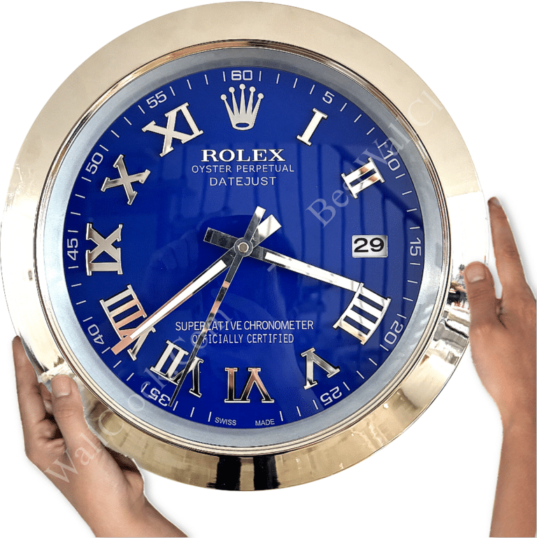 DATEJUST – SILVER – BLUE EDITION 35 CM DELUXE METAL WALL CLOCK