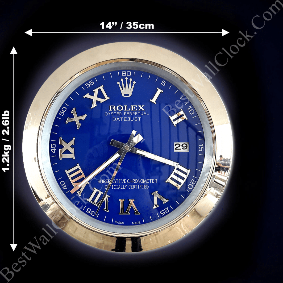 DATEJUST – SILVER – BLUE EDITION 35 CM DELUXE METAL WALL CLOCK