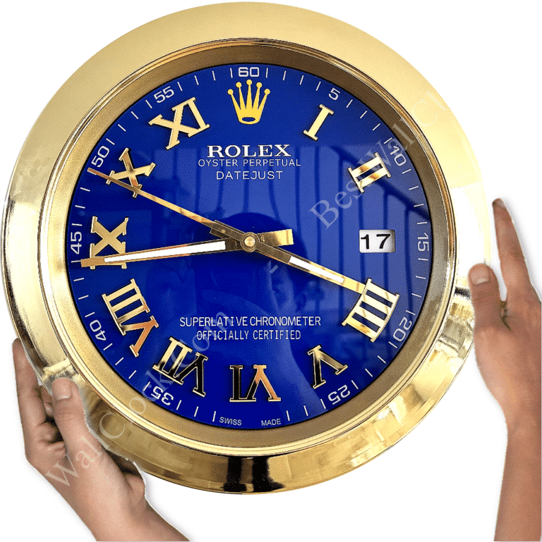 DATEJUST – GOLD – BLUE EDITION 35 CM DELUXE METAL WALL CLOCK
