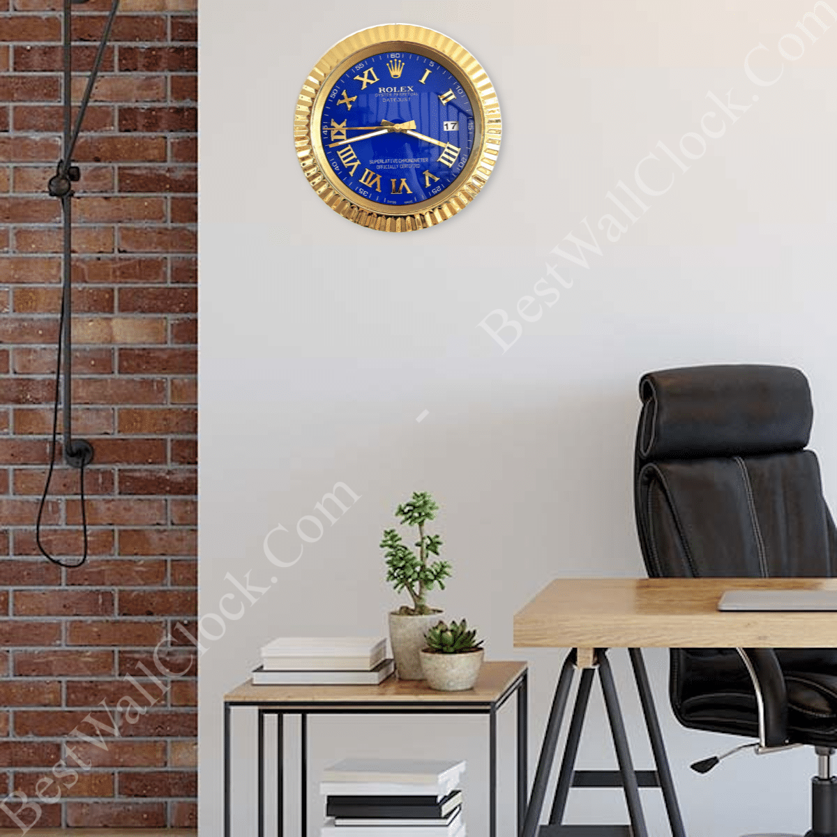 DATEJUST – ROSE GOLD – BLUE DELUXE METAL WALL CLOCK 35 CM