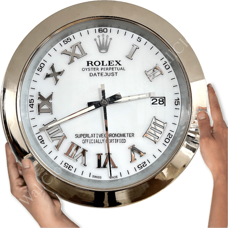 DATEJUST – SILVER – WHITE EDITION 35 CM DELUXE METAL WALL CLOCK