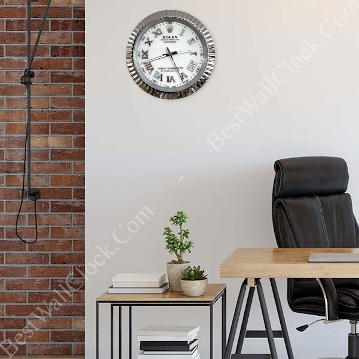 DATEJUST – ROSE SILVER – WHITE EDITION 35 CM DELUXE METAL WALL CLOCK