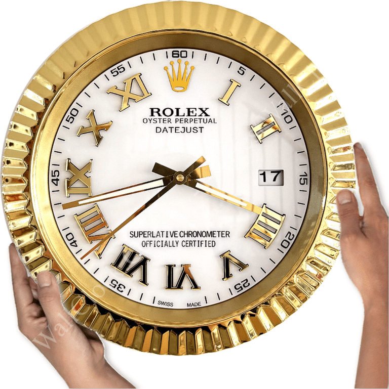 DATEJUST – ROSE GOLD – WHITE EDITION 35 CM DELUXE METAL WALL CLOCK