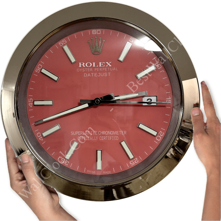 DATEJUST – SILVER – PINK EDITION 35 CM DELUXE METAL WALL CLOCK
