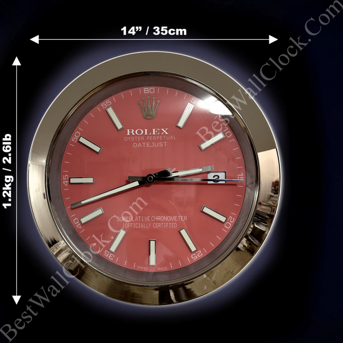 DATEJUST – SILVER – PINK EDITION 35 CM DELUXE METAL WALL CLOCK