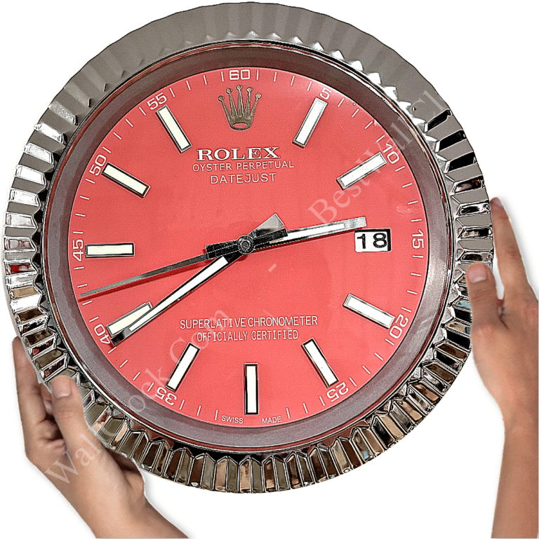 DATEJUST – ROSE SILVER – PINK EDITION 35 CM DELUXE METAL WALL CLOCK