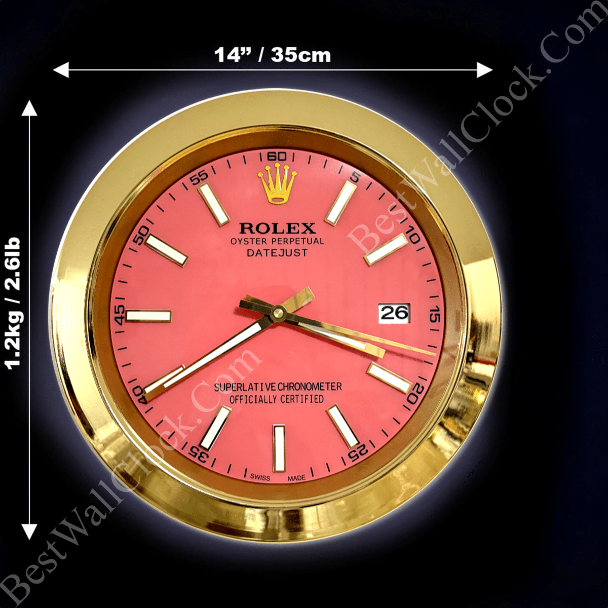 DATEJUST – GOLD – PINK 2 EDITION 35 CM DELUXE METAL WALL CLOCK