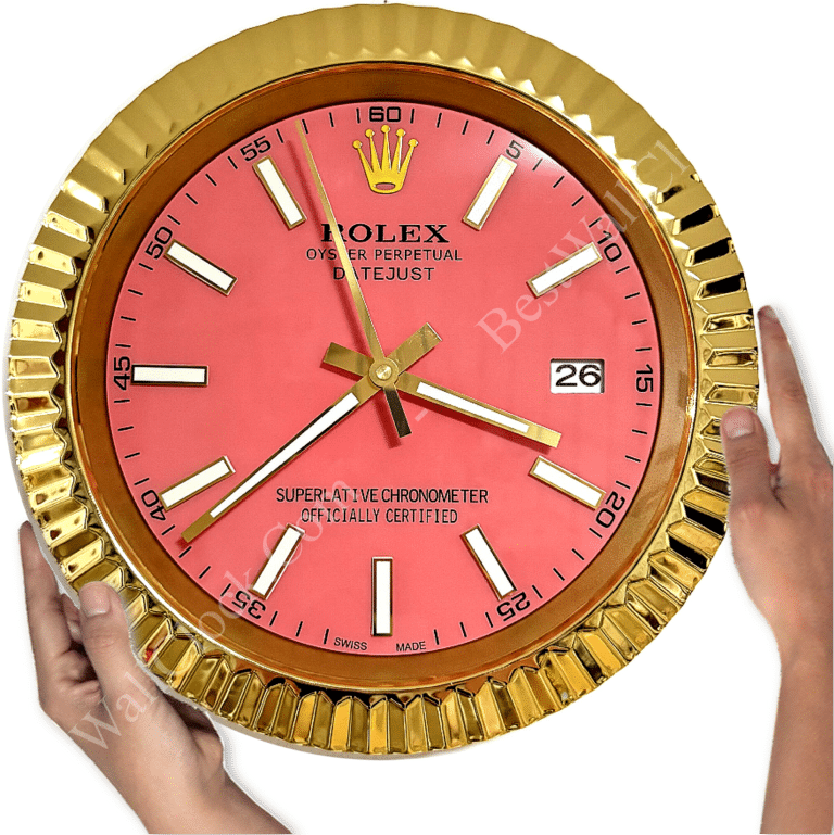 DATEJUST – ROSE GOLD – PINK – 2 DELUXE METAL WALL CLOCK 35 CM