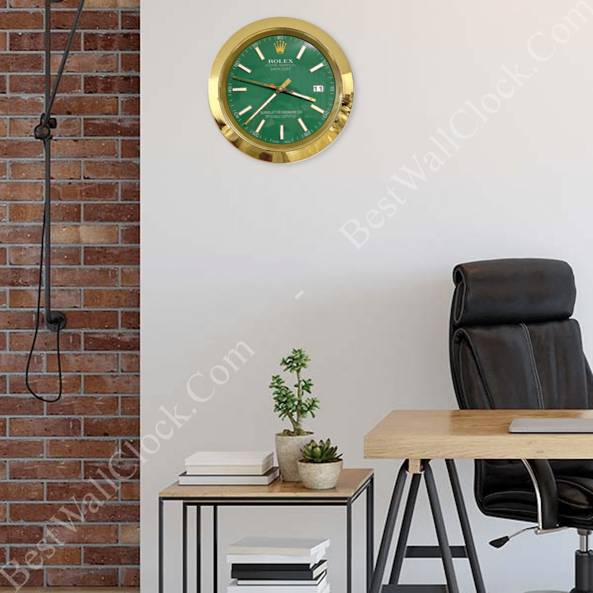 DATEJUST – GOLD – GREEN- 2 EDITION 35 CM DELUXE METAL WALL CLOCK
