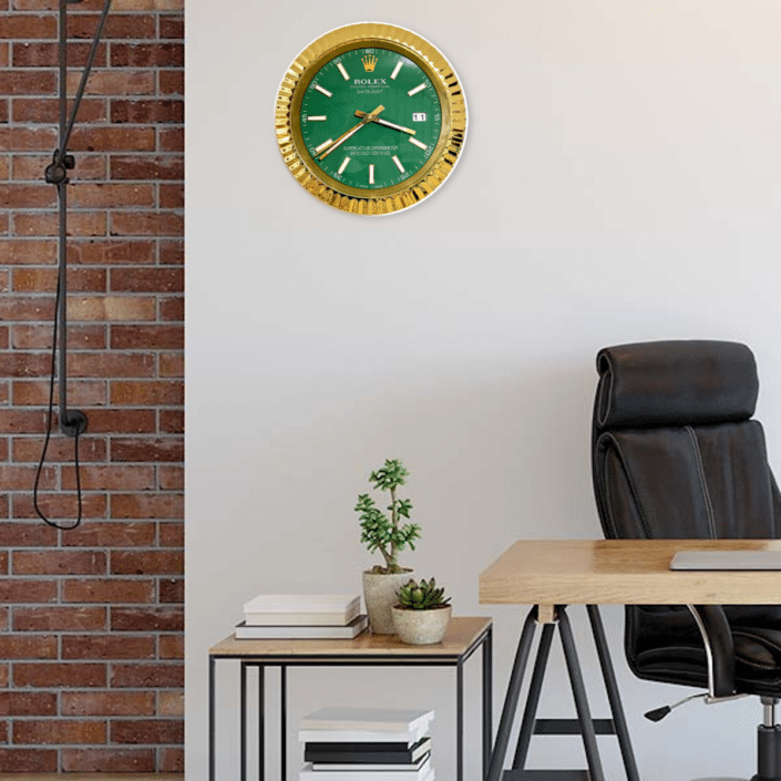 DATEJUST – ROSE GOLD – GREEN- 2 EDITION 35 CM DELUXE METAL WALL CLOCK