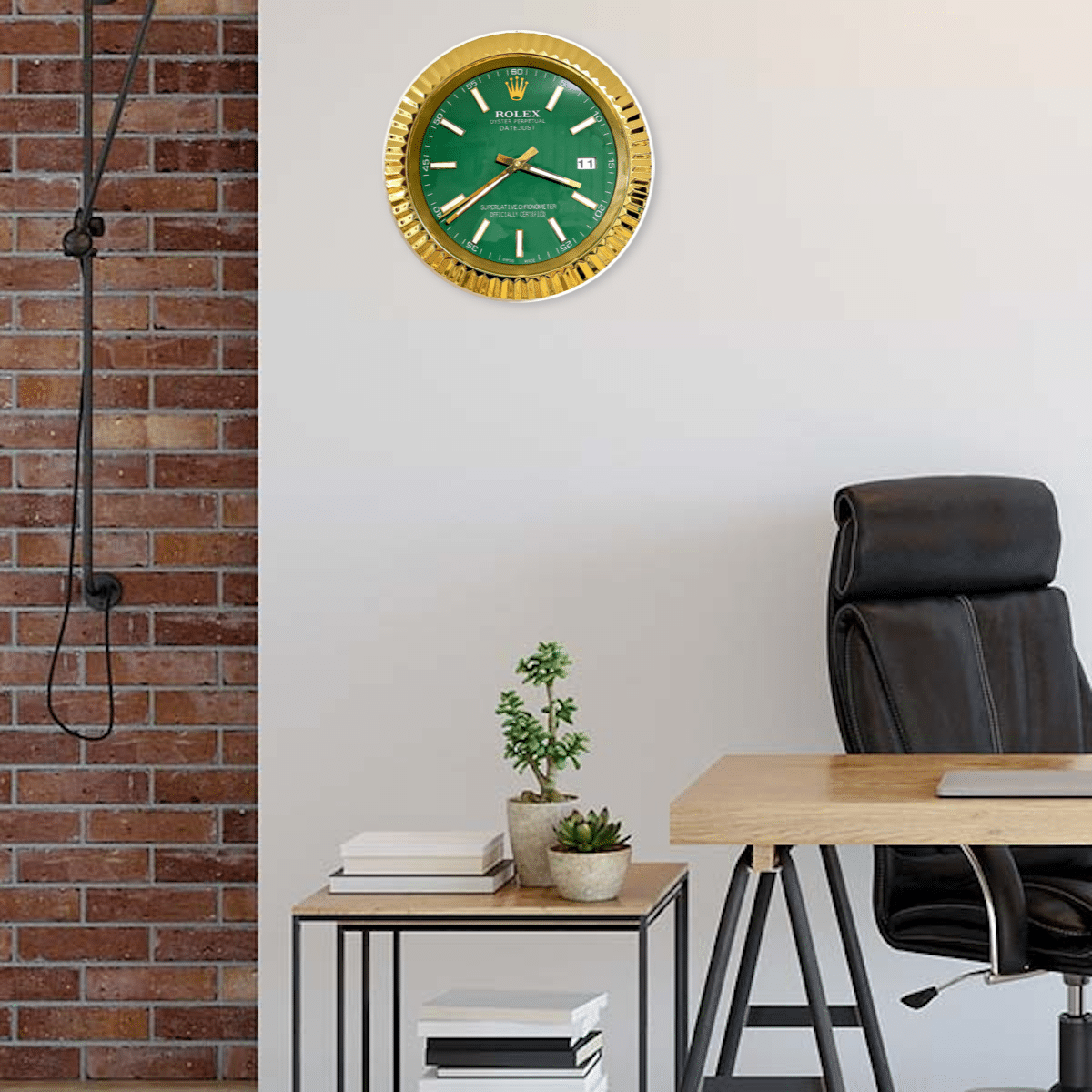 DATEJUST – ROSE GOLD – GREEN- 2 EDITION 35 CM DELUXE METAL WALL CLOCK