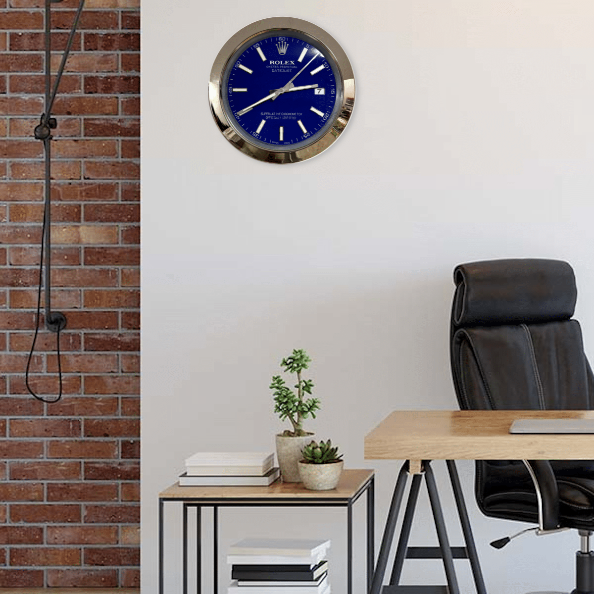 DATEJUST – SILVER – BLUE-2 DELUXE METAL WALL CLOCK, 35 CM