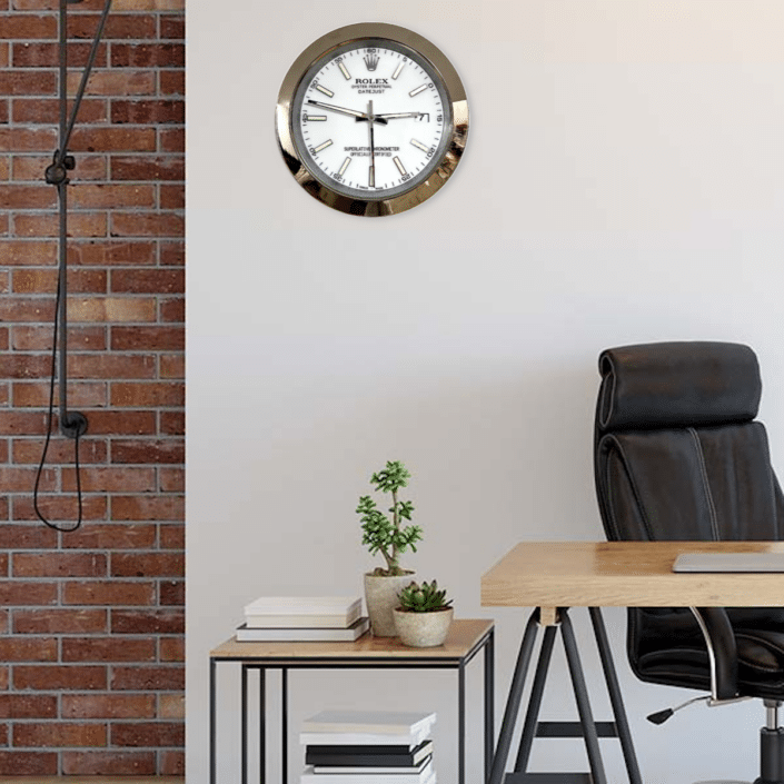 DATEJUST – SILVER – WHITE – 2 DELUXE METAL WALL CLOCK 35 CM