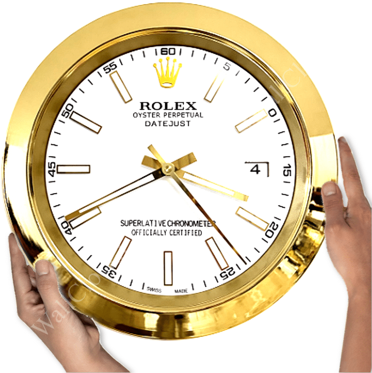 DATEJUST – GOLD-WHITE – 2 EDITION 35 CM DELUXE METAL WALL CLOCK