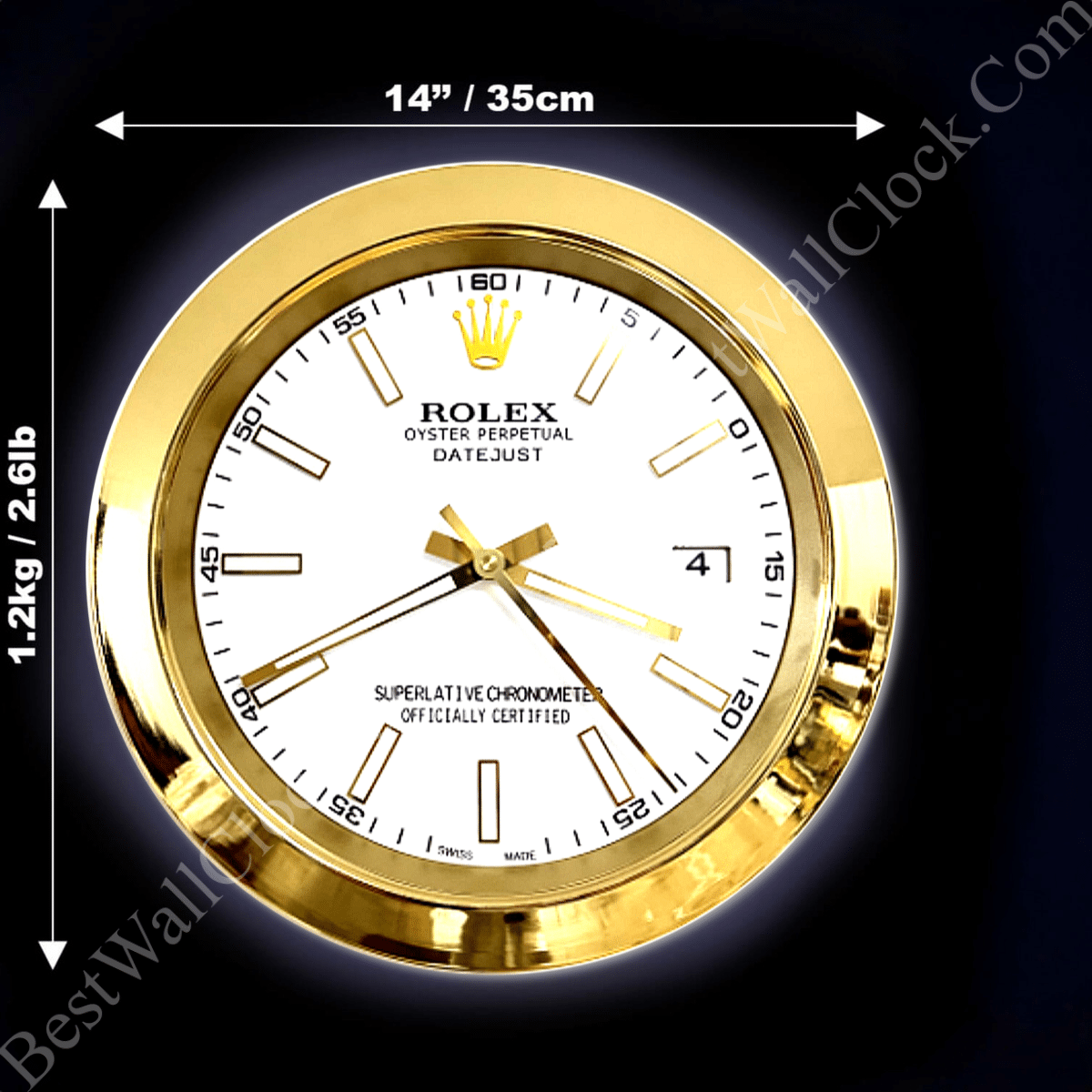 DATEJUST – GOLD-WHITE – 2 EDITION 35 CM DELUXE METAL WALL CLOCK