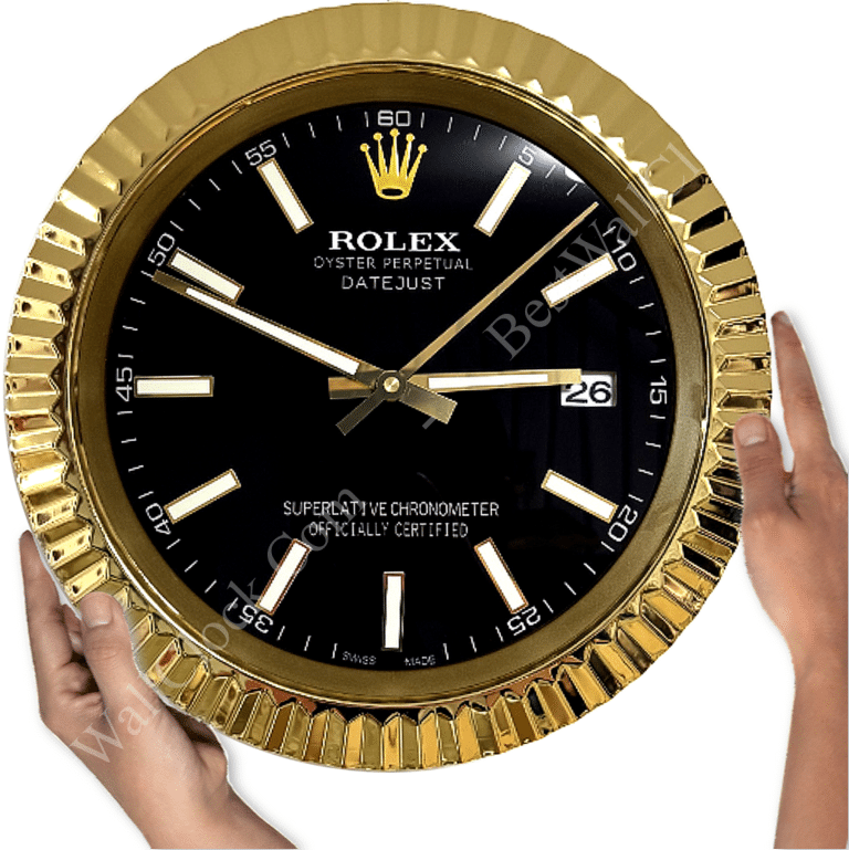DATEJUST – ROSE GOLD – BLACK – 2 DELUXE METAL WALL CLOCK 35 CM