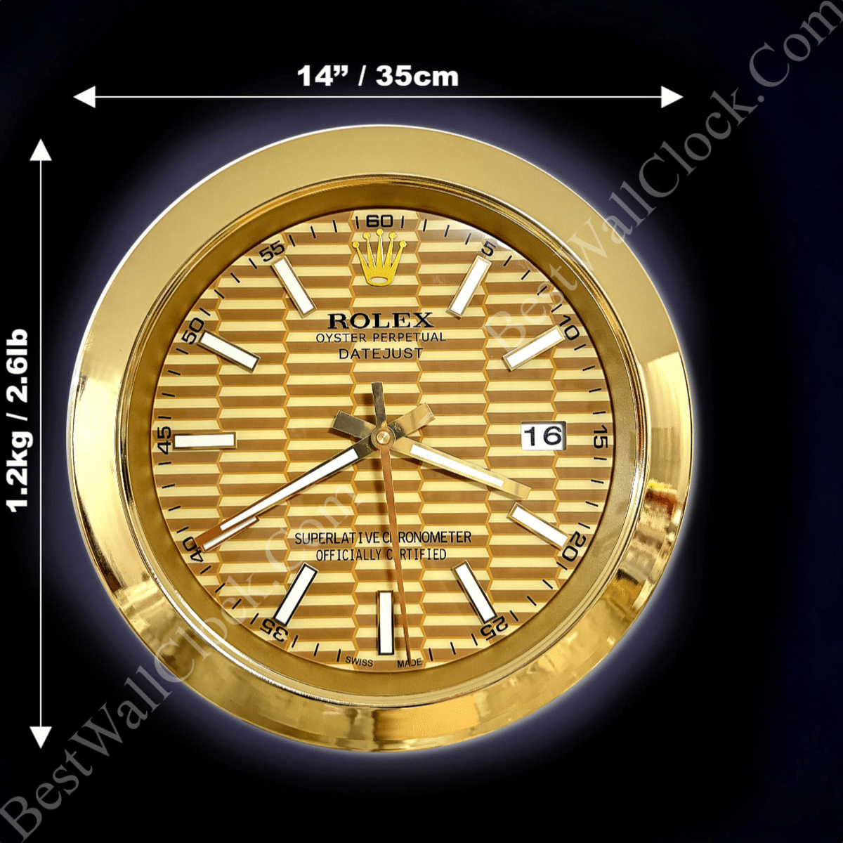 DATEJUST – GOLD – GOLD EDITION 35 CM DELUXE METAL WALL CLOCK