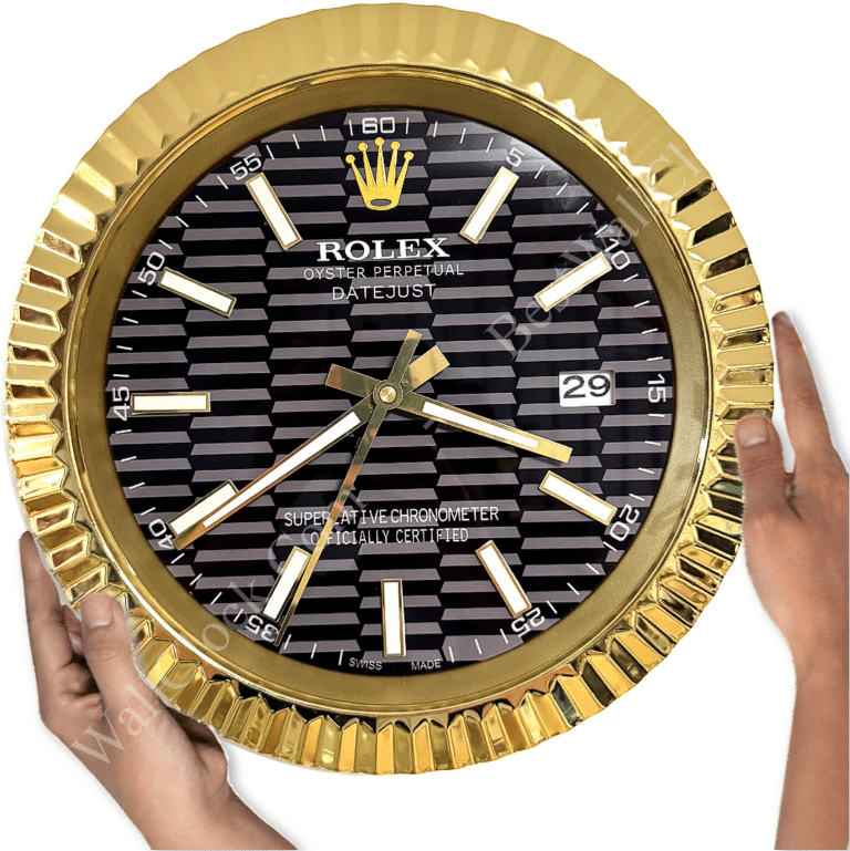 DATEJUST – ROSE GOLD- BLACK – 3 DELUXE METAL WALL CLOCK 35 CM