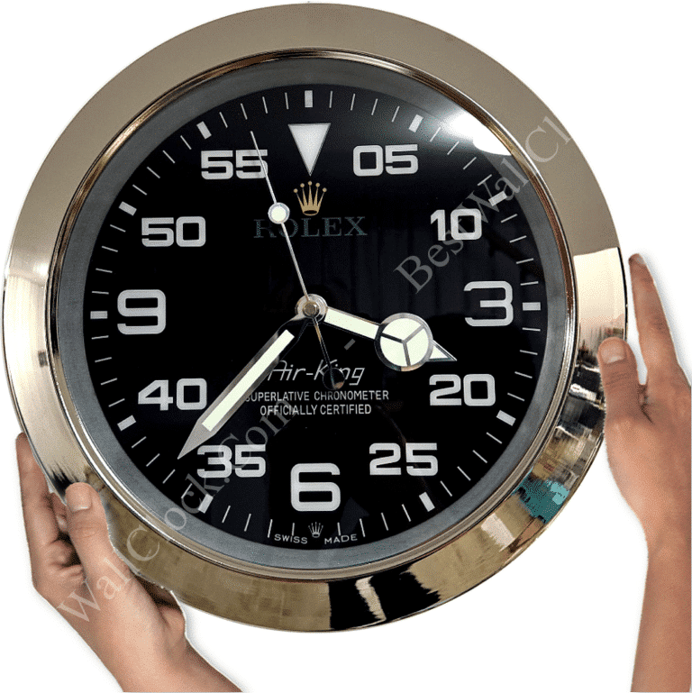AIRKING – SILVER – BLACK EDITION 35 CM DELUXE METAL WALL CLOCK