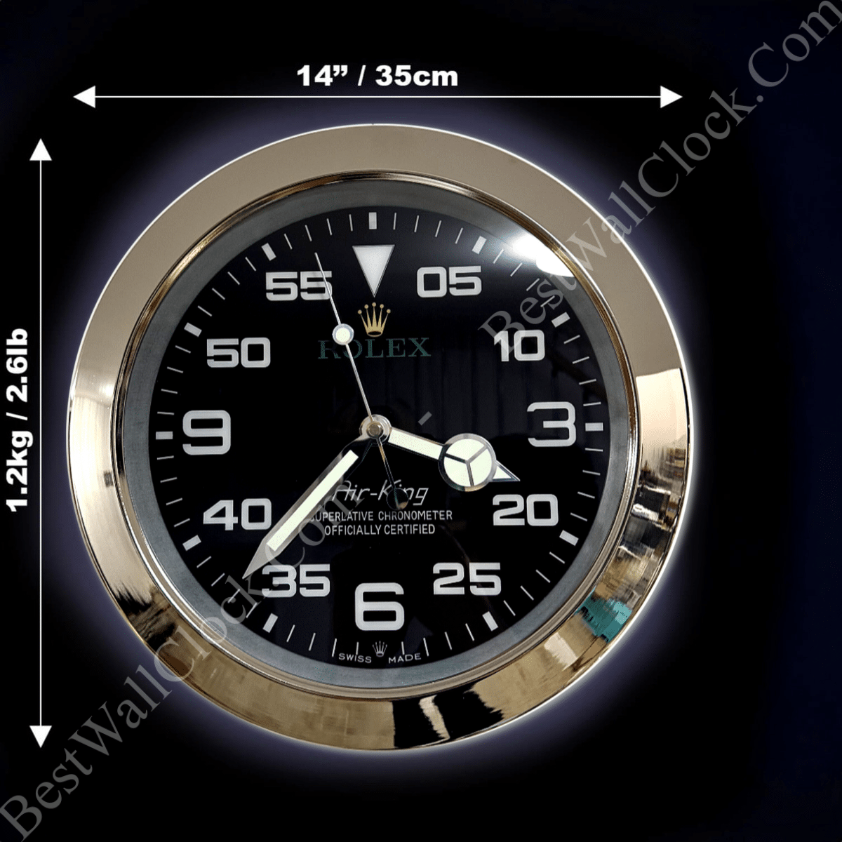 AIRKING – SILVER – BLACK EDITION 35 CM DELUXE METAL WALL CLOCK