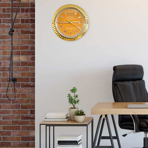 DAY DATE – ROSE GOLD – YELLOW EDITION 35 CM DELUXE METAL WALL CLOCK