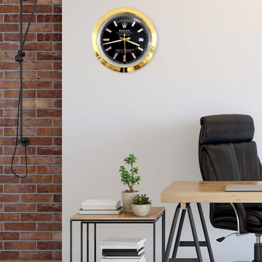 DAY DATE – GOLD – BLACK EDITION 35 CM DELUXE METAL WALL CLOCK