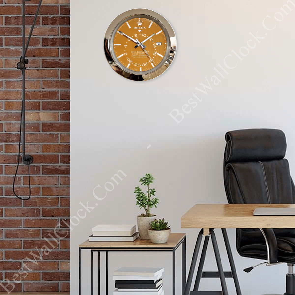 SKY DWELLER – SILVER – YELLOW EDITION 35 CM DELUXE METAL WALL CLOCK