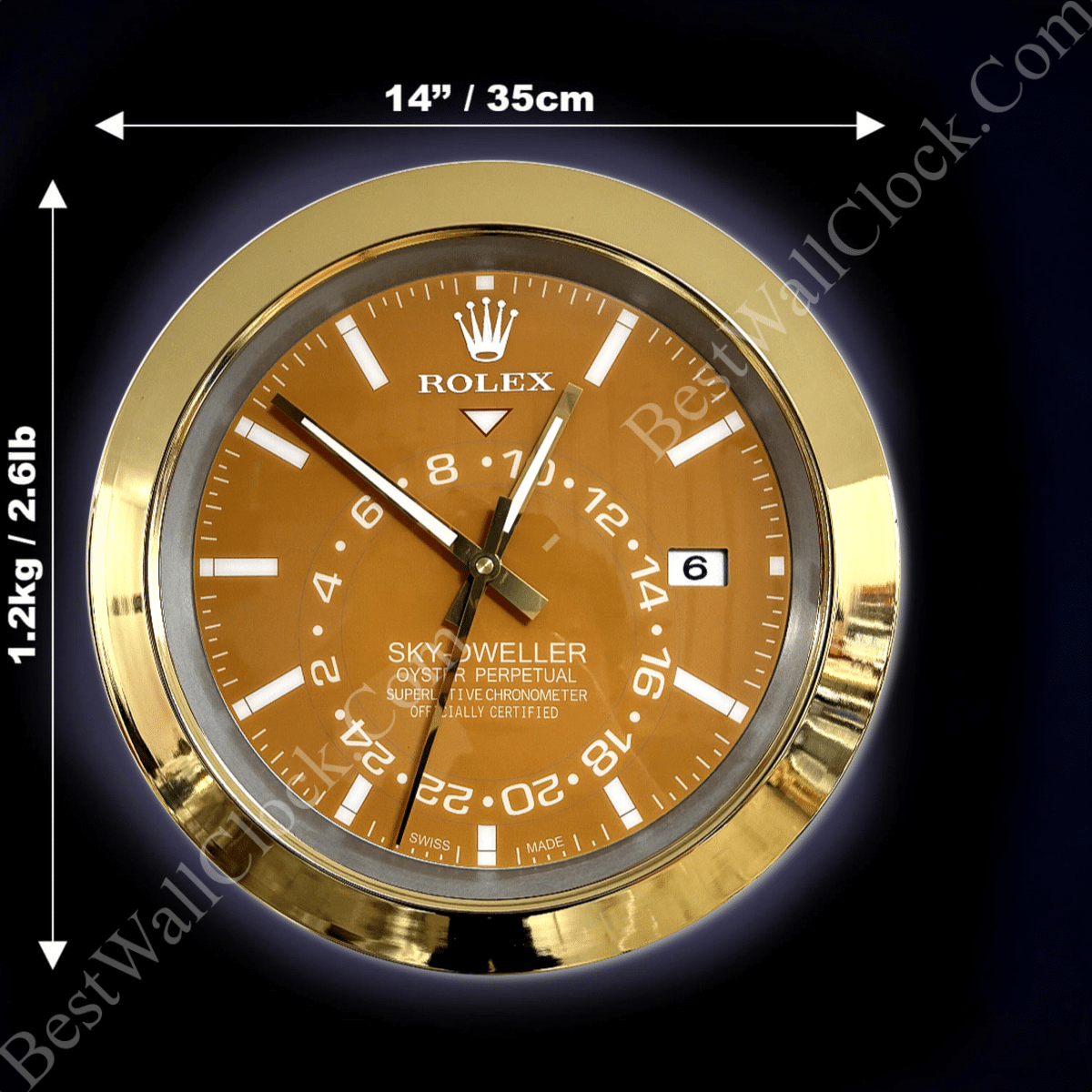 SKY DWELLER – GOLD – YELLOW EDITION 35 CM DELUXE METAL WALL CLOCK