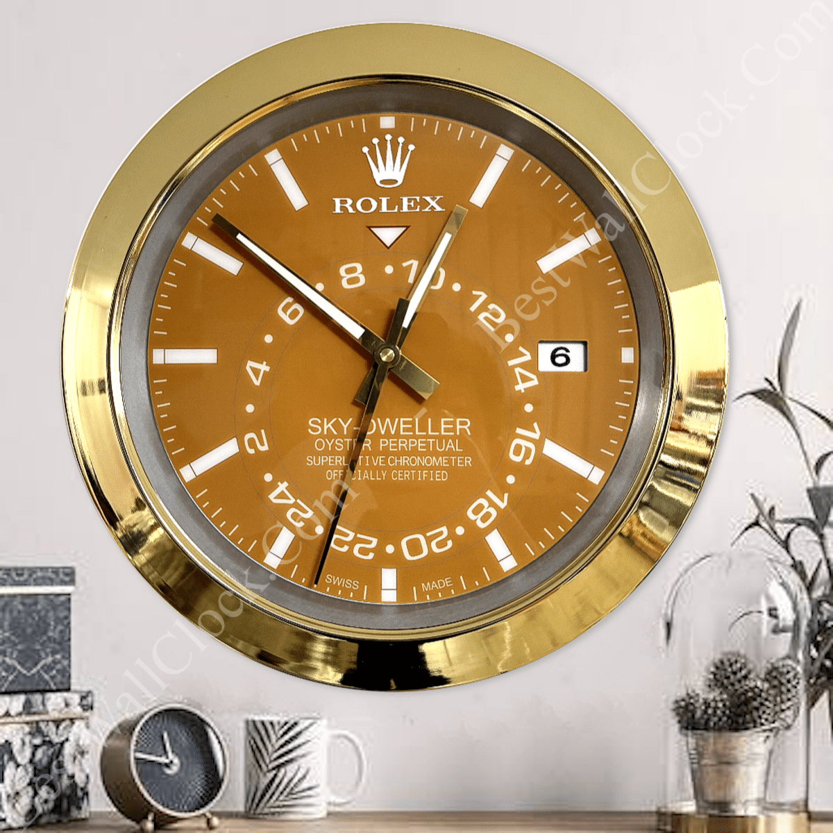 SKY DWELLER – GOLD – YELLOW EDITION 35 CM DELUXE METAL WALL CLOCK