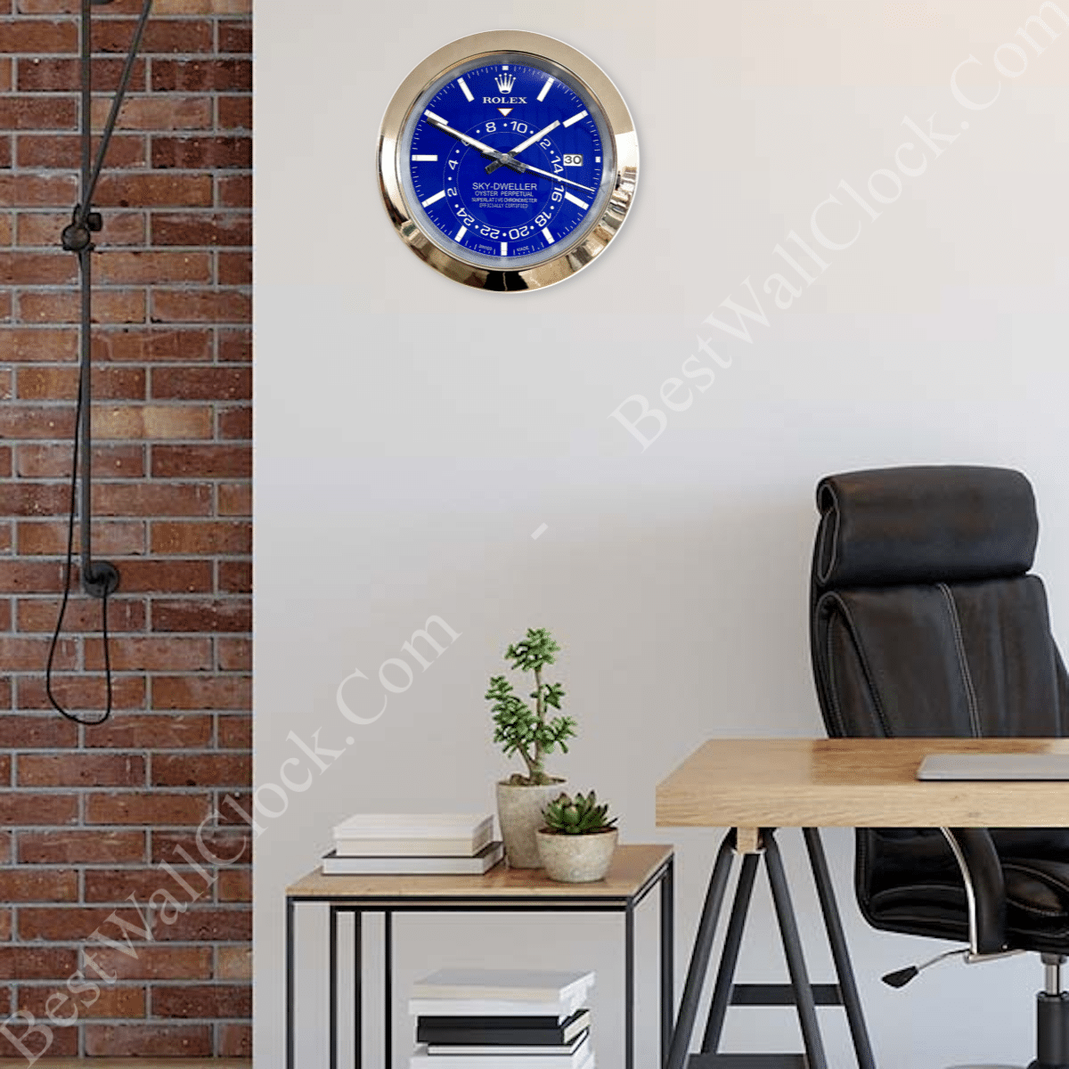 SK THERE! I'M HAPPY TO HELP WITH THAT. HERE'S THE REWRITTEN PRODUCT TITLE BASED ON THE DESCRIPTION, KEEPING ONLY THE BRAND NAME, MODEL NUMBER, AND PRODUCT TYPE IN CONCISE AND CLEAR LANGUAGE:

SKY DWELLER – SILVER – BLUE DELUXE METAL WALL CLOCK