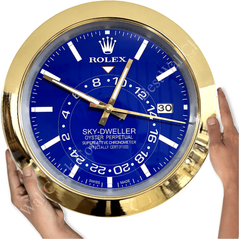 SKY DWELLER – GOLD – BLUE EDITION 35 CM DELUXE METAL WALL CLOCK