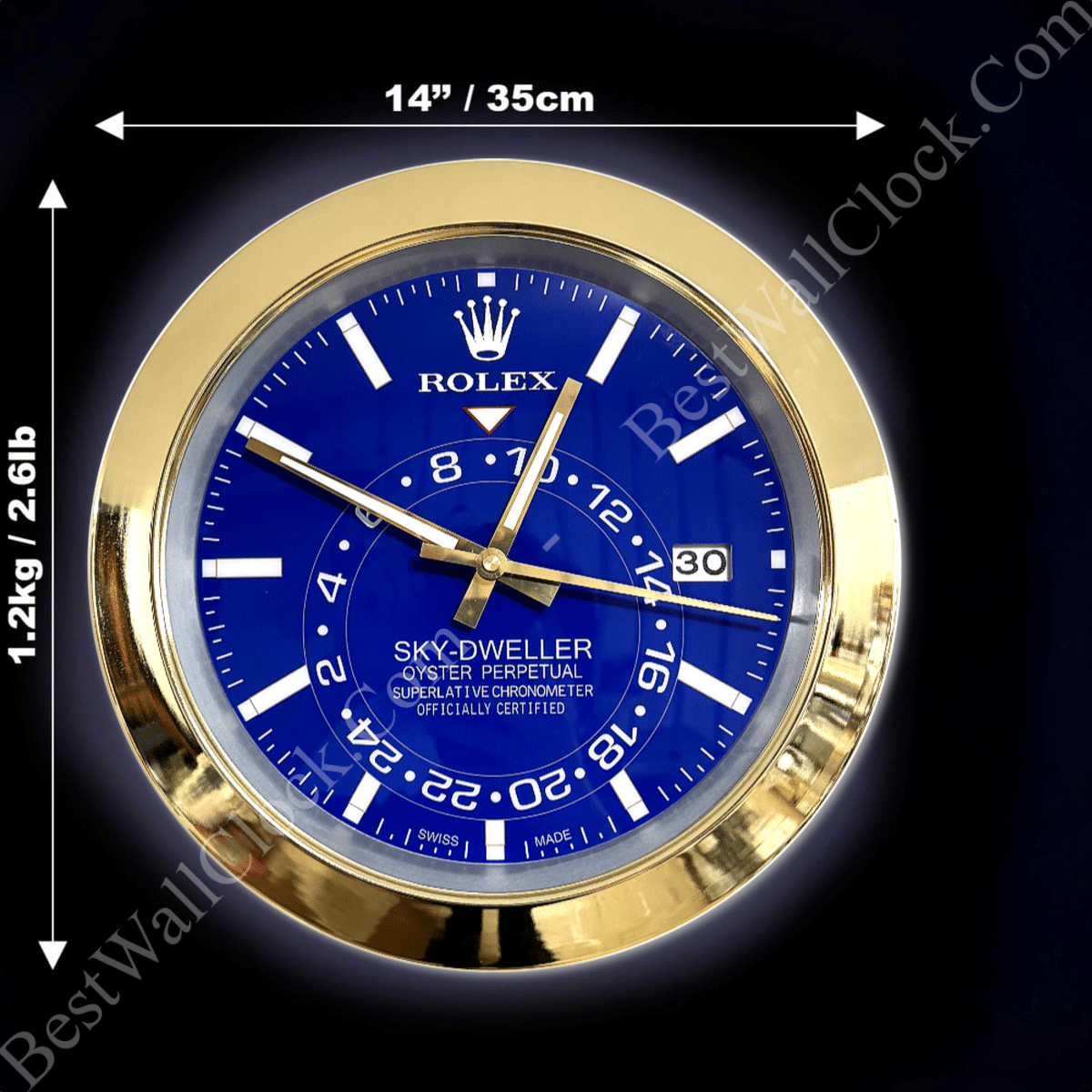 SKY DWELLER – GOLD – BLUE EDITION 35 CM DELUXE METAL WALL CLOCK