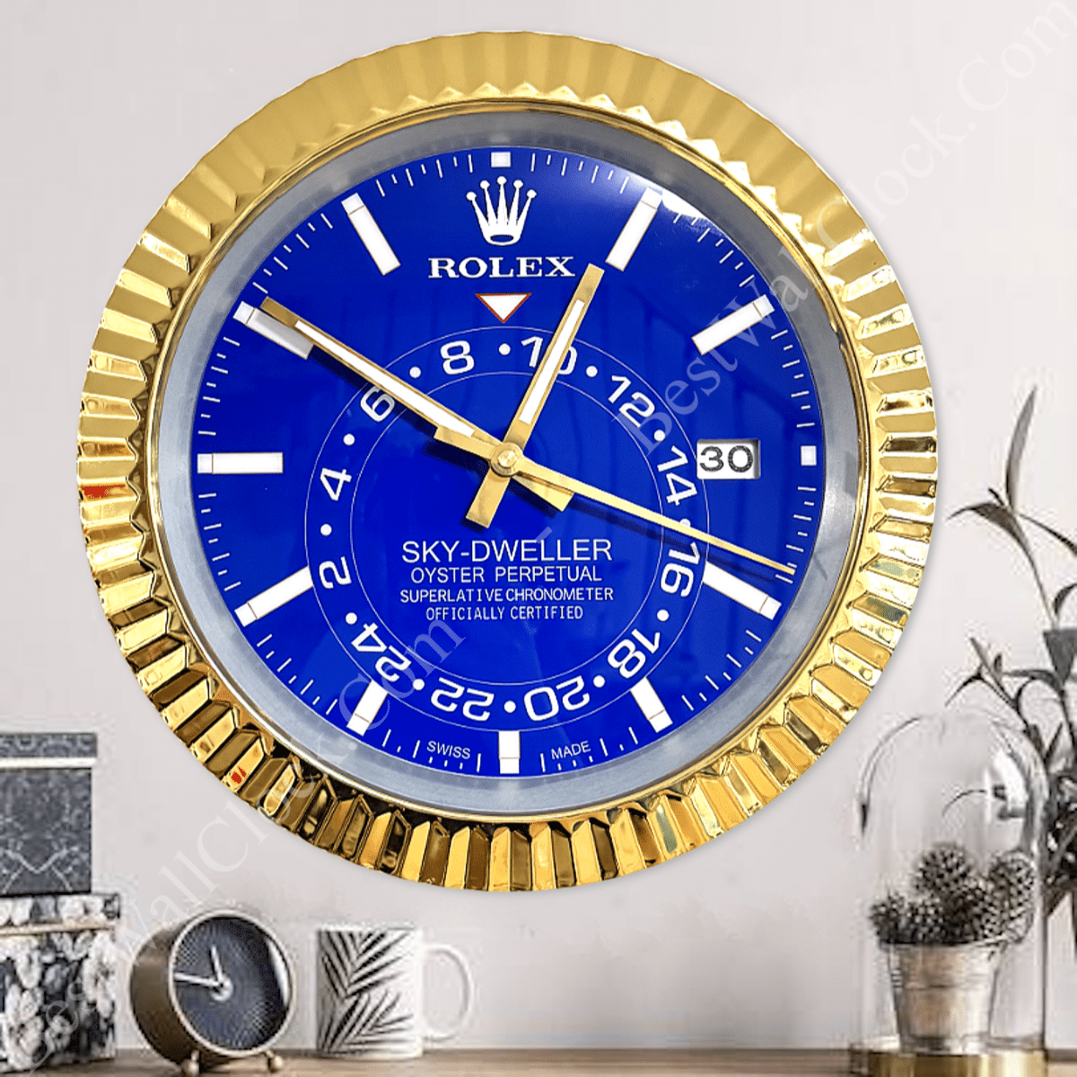 SKY DWELLER – ROSE GOLD-BLUE EDITION 35 CM DELUXE METAL WALL CLOCK