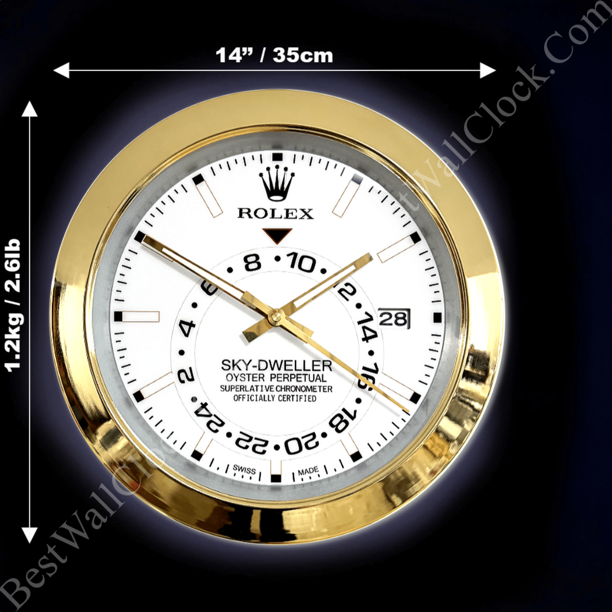 SKY DWELLER – GOLD – WHITE EDITION 35 CM DELUXE METAL WALL CLOCK