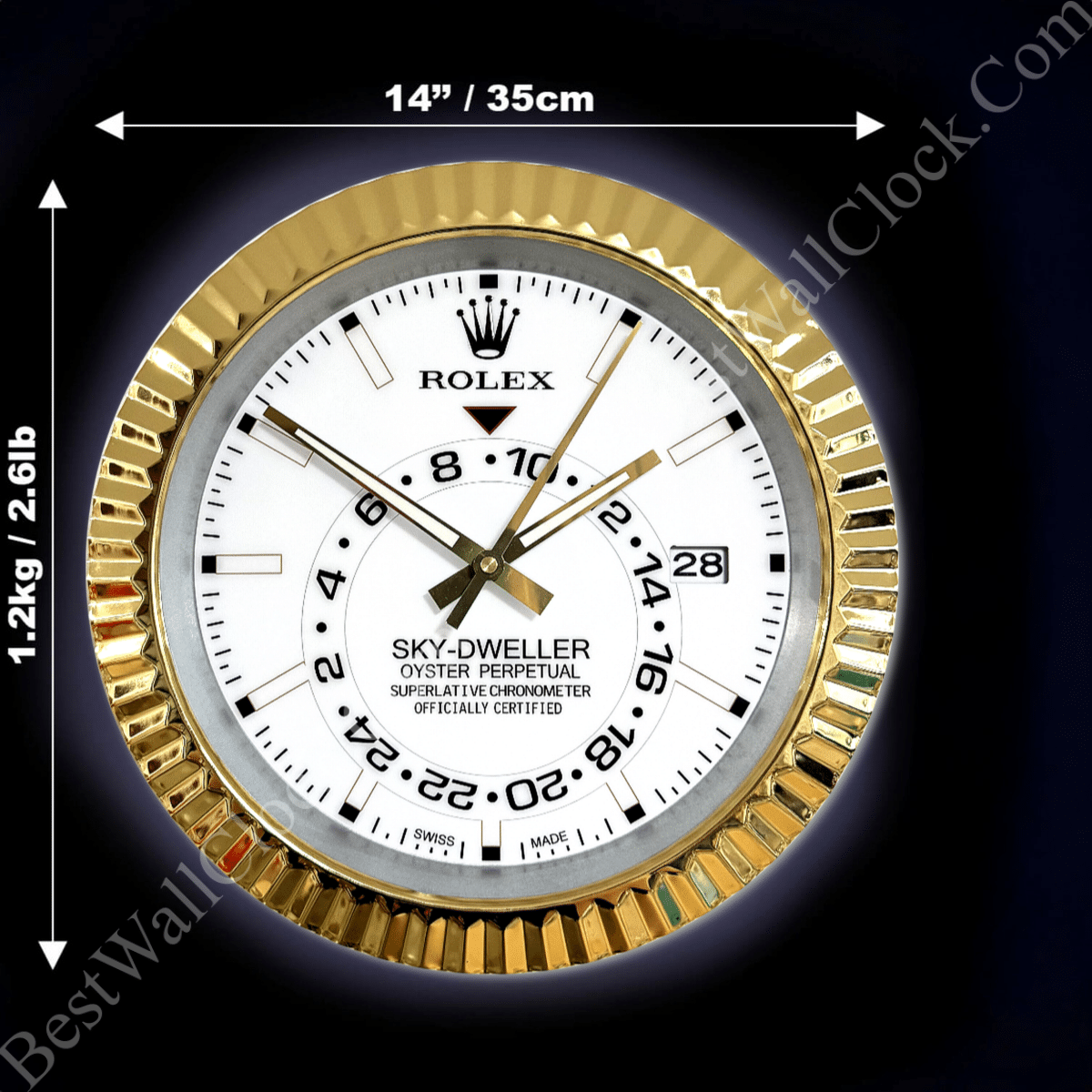 SKY DWELLER – ROSE GOLD – WHITE EDITION 35 CM DELUXE METAL WALL CLOCK