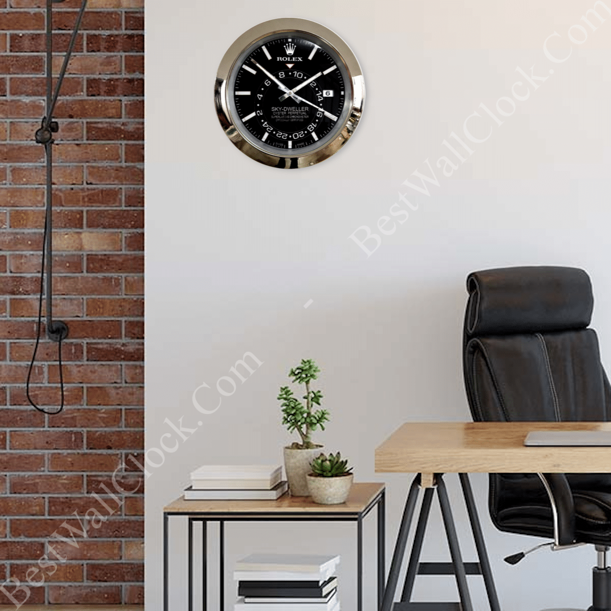 SKY DWELLER – SILVER – BLACK EDITION 35 CM DELUXE METAL WALL CLOCK