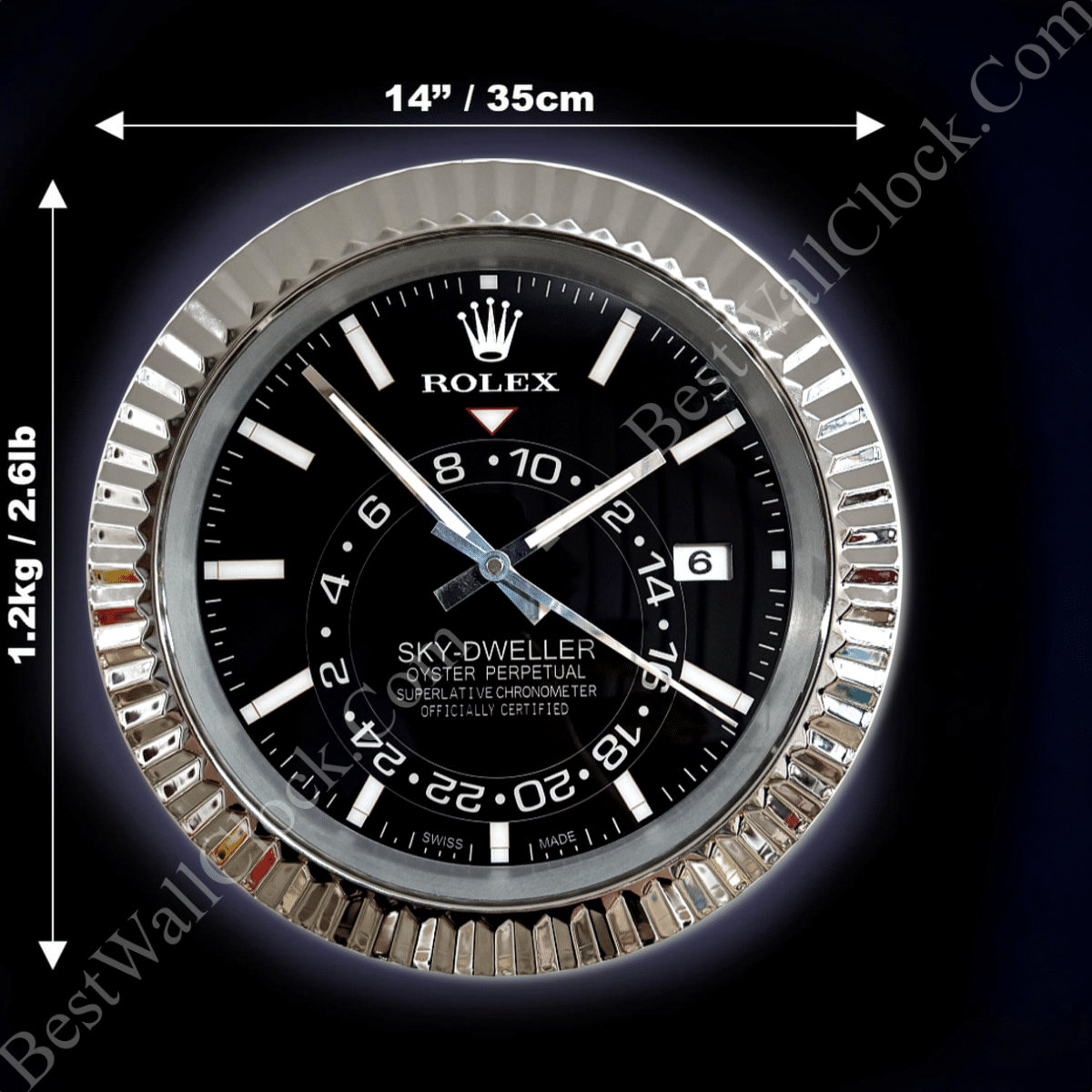 SKY DWELLER – ROSE SILVER – BLACK EDITION 35 CM DELUXE METAL WALL CLOCK