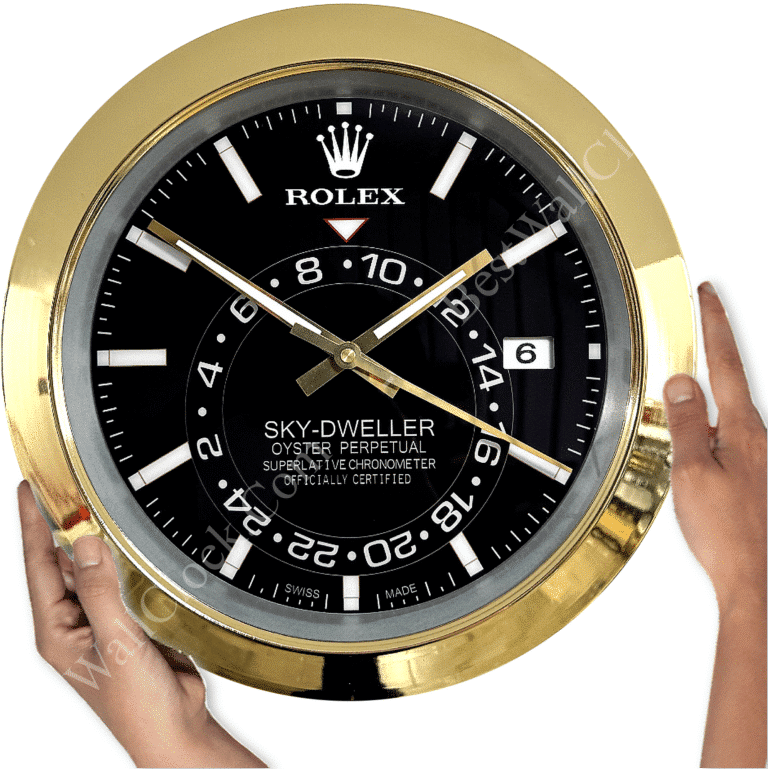 SKY DWELLER – GOLD – BLACK EDITION 35 CM DELUXE METAL WALL CLOCK