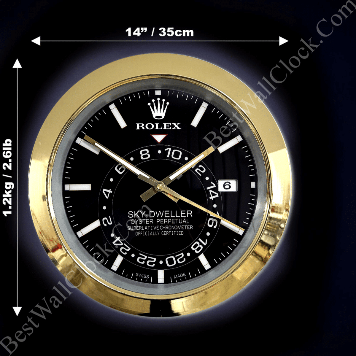 SKY DWELLER – GOLD – BLACK EDITION 35 CM DELUXE METAL WALL CLOCK