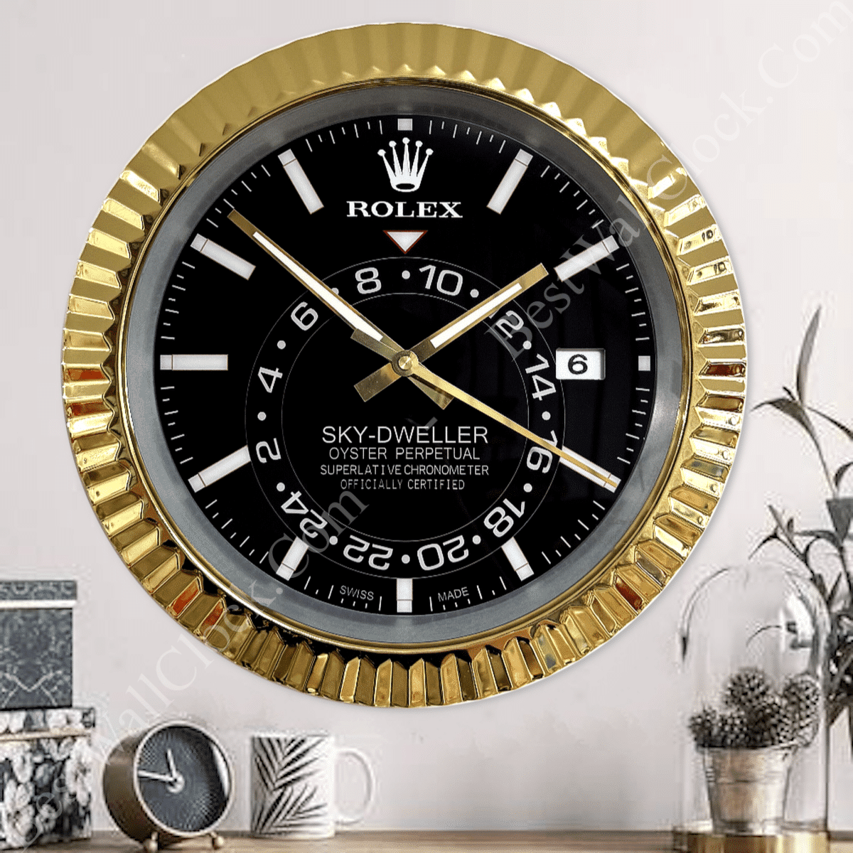 SKY DWELLER – ROSE GOLD – BLACK EDITION 35 CM DELUXE METAL WALL CLOCK