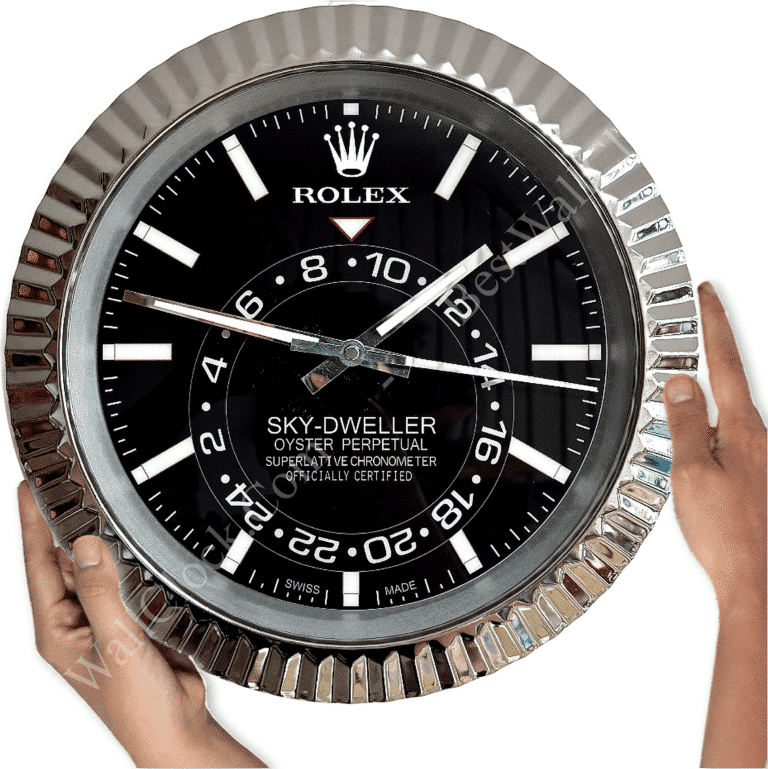 SKY DWELLER – ROSE SILVER – BLACK – 2 EDITION 35 CM DELUXE METAL WALL CLOCK