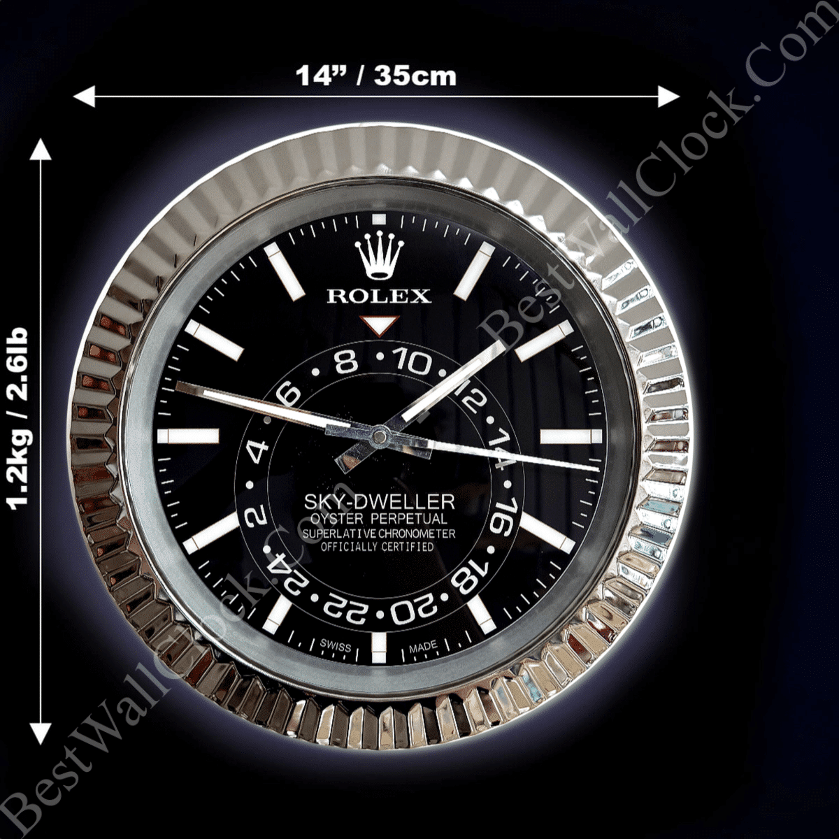 SKY DWELLER – ROSE SILVER – BLACK – 2 EDITION 35 CM DELUXE METAL WALL CLOCK