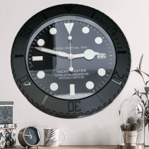 YATCH MASTER – BLACK – BLACK EDITION 35 CM DELUXE METAL WALL CLOCK
