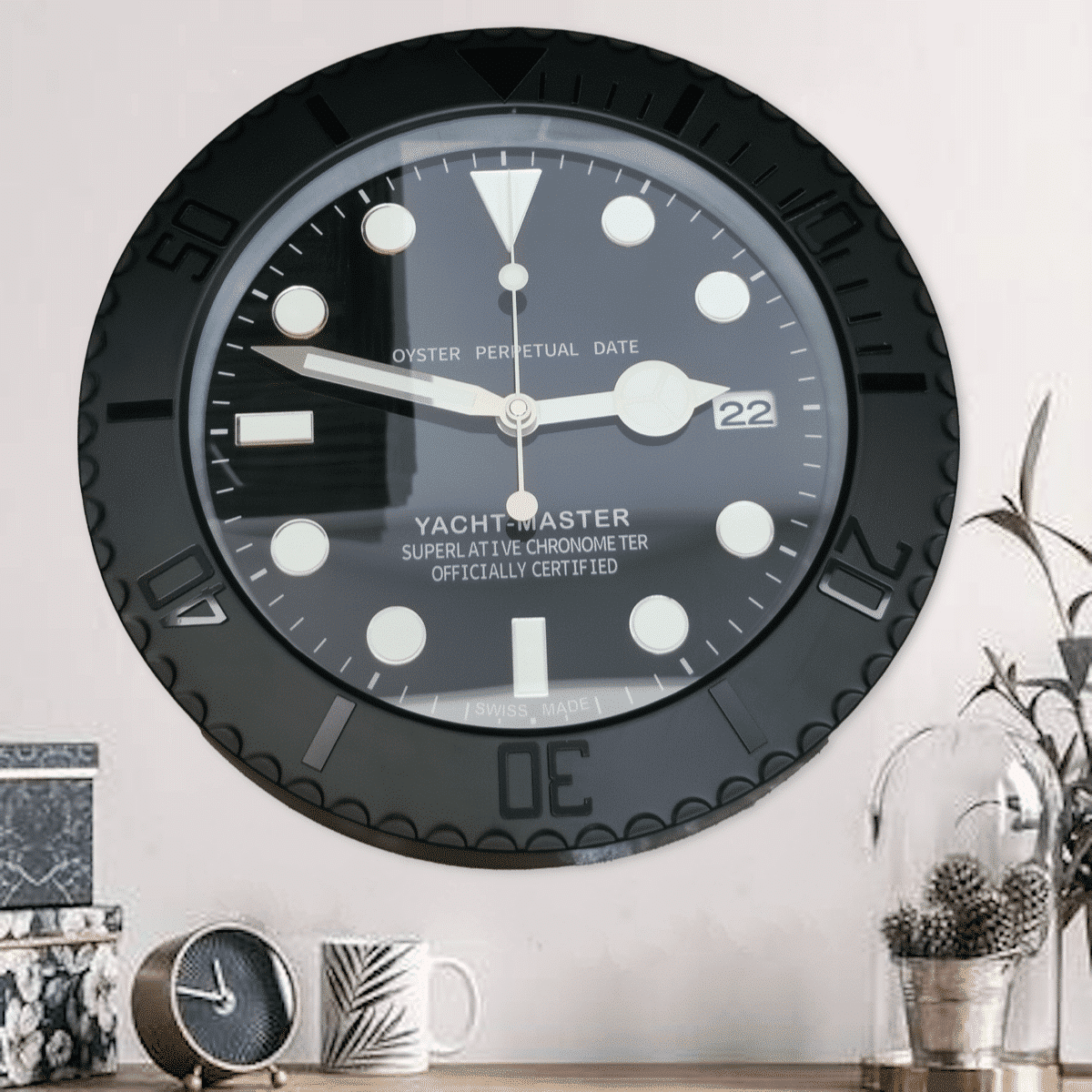 YATCH MASTER – BLACK – BLACK EDITION 35 CM DELUXE METAL WALL CLOCK