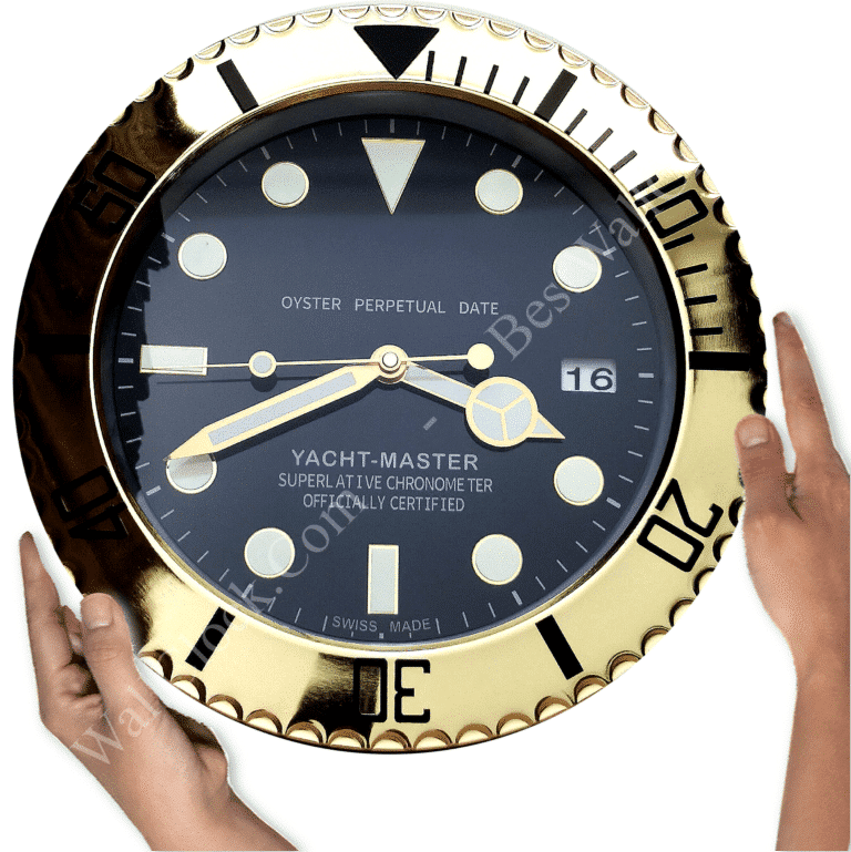 YATCH MASTER – GOLD – BLACK EDITION 35 CM DELUXE METAL WALL CLOCK
