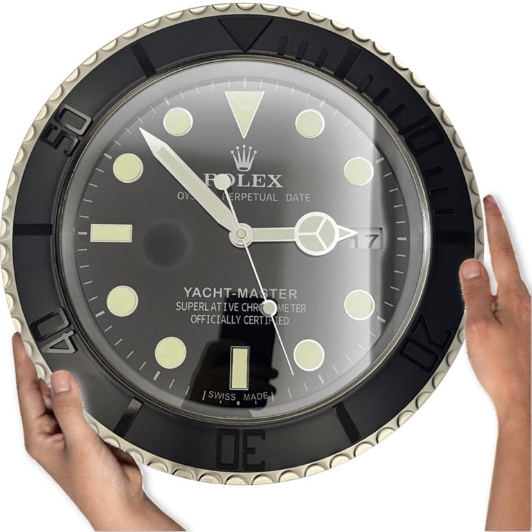 YATCH MASTER – BLACK – BLACK 2 DELUXE METAL WALL CLOCK 35 CM